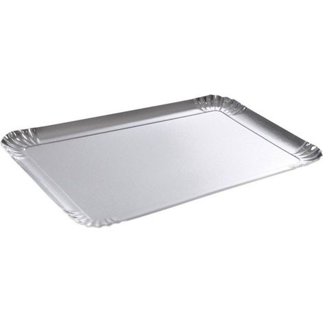 Lot de 3 Plateaux en Carton "Rectangle" 28x42cm Argent