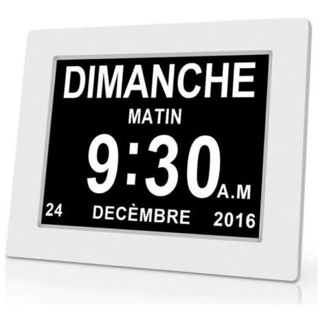 Horloge calendrier numérique One Piece 7 pouces avec date et heure, horloge Alzheimer pour parents, rappel de médicaments pour grands-parents et enfants - Blanc - 20414324mm, (1/4)