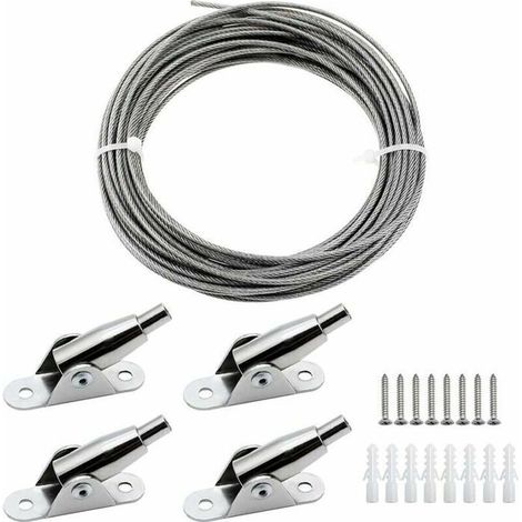 Câble en acier inoxydable - LARGEIGHT - 2 mm x 10 m - Revêtu de PVC - Charge max 30 kg - Couleurs multiples (1/4)