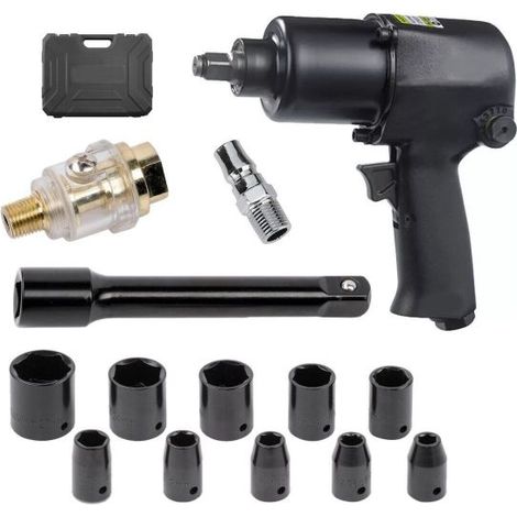 Pistola avvitatore pneumatico ad aria 650Nn 1/2" con 10 bussole valigetta 88797