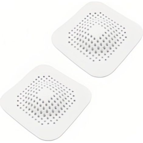 Filtro per capelli in silicone per vasca e lavandino – 2 pezzi con ventosa – Per bagno e cucina – Bianco – (1/4)