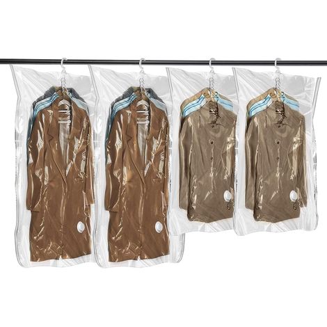 Flintronic Housse Rangement Sous Vide Suspendus, Lot de 4 Sac Sous Vide Vetement Aspirateur, Rangements Vêtements pour Placards et Penderie, , 135  70cm2 + 110  70cm2 (1/5)