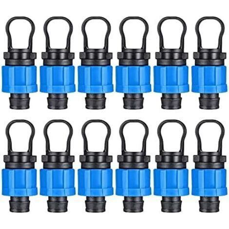 Lot de 12 bouchons d'extrémité d'irrigation goutte à goutte 1/2" - Raccord universel - Compatible avec les bandes goutte-à-goutte de 16 à 17 mm (1/5)