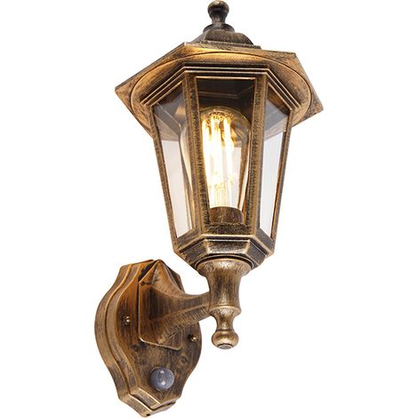 Classic Outdoor Wall Light Antique Gold with Motion Sensor - New Haven (1/4)
