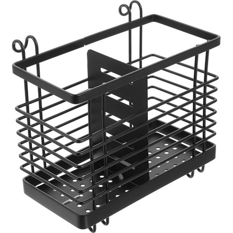 Porte-ustensiles forme panier, égouttoir noir multifonctionnel pour table (1/4)