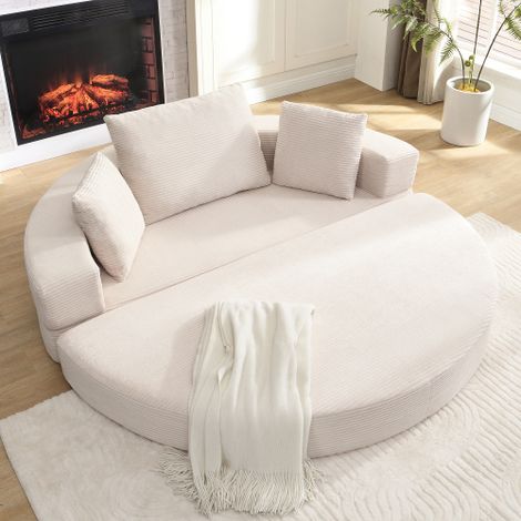 Canapé-lit pliable autoportant multifonction (canapé sans armature), lit ovale avec coussins, modulable, revêtement velours côtelé, dimensions 173 x 176 cm, idéal pour appartement, salon et chambre à (1/5)