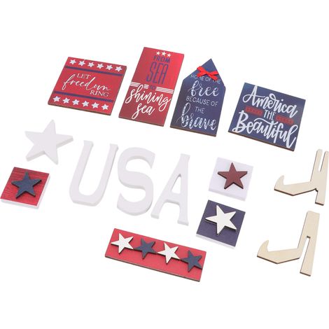 Holzdekoration zum Unabhängigkeitstag – Stabiles Tablett mit leuchtenden Farben und schönem Design – Patriotischer Holzschmuck Typ 6 (1/5)
