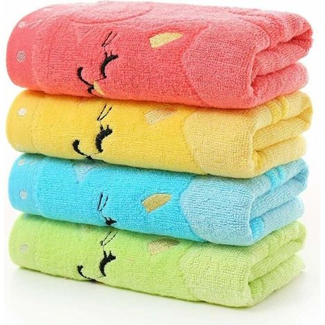 SHINING HOUSE Handtuch-Geschenksets für Kinder, 4 Stück, Musiknoten, Bambusfaser, kleines Handtuch, Musikkatze, weiches Handtuch, Jacquard-gesticktes Handtuch für Kinder, 25 x 50 cm, zufällige Farbe (1/5)
