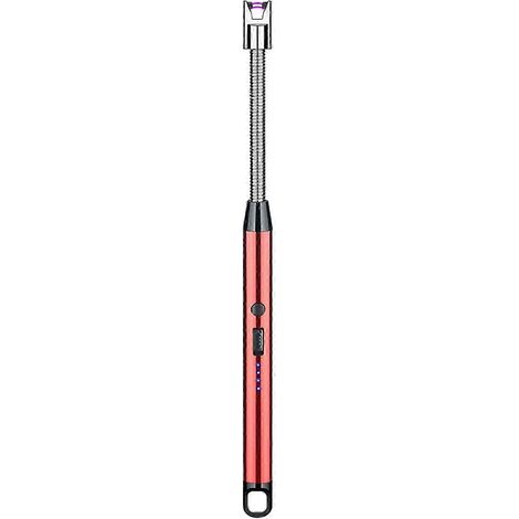 Briquet électrique rouge avec crochet, matériau métallique coupe-vent, chargement USB, accessoire de cuisine. (1/5)