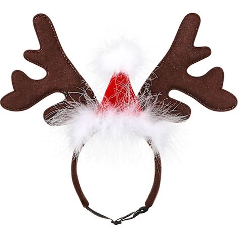 Filiyano-Bandeau avec bois de renne et bonnet de Père Noël pour chiens - Costume de Noël pour chiens - Bandeau renne pour animaux de compagnie (1/5)