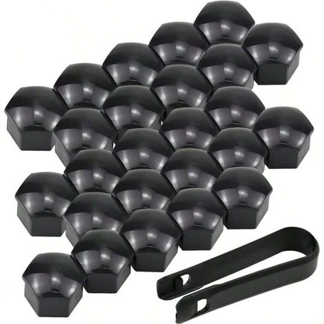 Cache-écrous de roue, cache-écrous de boulon 17 mm, cache-écrous de boulons de roue, cache-vis, cache-écrous hexagonaux noirs avec outil de retrait, décoration de voiture anti-poussière, 20 pièces (1/3)