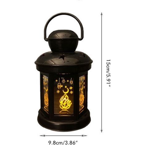 1 mini lanterne LED pour l'Aïd el-Fitr, lanterne décorative de bureau en plastique noir ZYFD-20B (1/5)