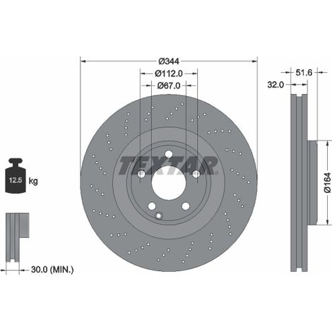 Lot de 2 Disques de frein Textar 92289905 MERCEDES-BENZ 2184210412 A2184210412