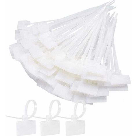 Attache Cable Electrique 250Pcs Cable Management avec Etiquette Serre Cable Plastique Blanc Etiquette Cable Ties Cable Pour L'école Jardin Bureau Mur Voiture-LIAIKI
