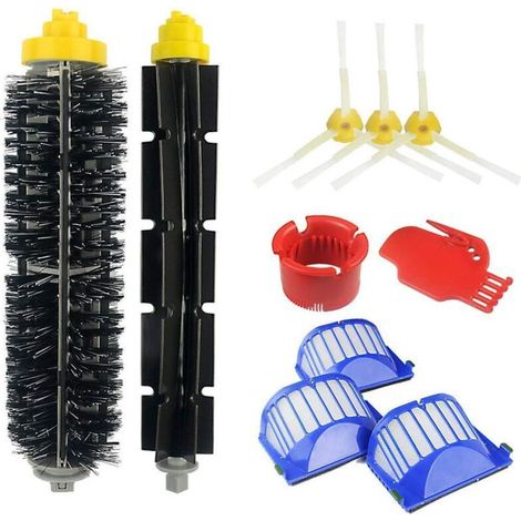 Repuestos y accesorios para aspiradoras iRobot Roomba serie 500/600: 676, 606, 605, 671, 698, 692, 675, 697, 694, 595, 585, etc., incluyendo 1 rueda giratoria, 1 cepillo de cerdas, 3 cepillos laterale