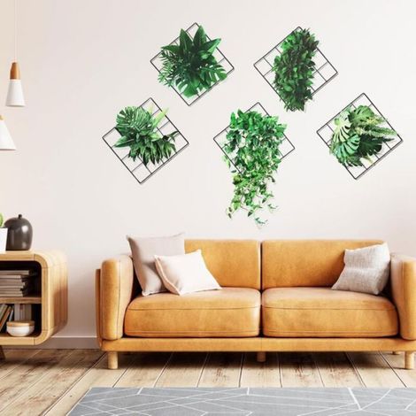 Sticker Murale Plante - PVC 3D Imperméable - Décoration Intérieure Salon Chambre Cuisine - 6 Pièces (1/4)