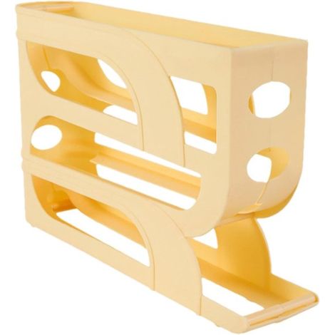 Portauova da frigorifero - Dispenser per involtini primavera - Contenitore da cucina - Funzione di arrotolamento automatico - 32,5x20x7 cm - Giallo chiaro (1/5)