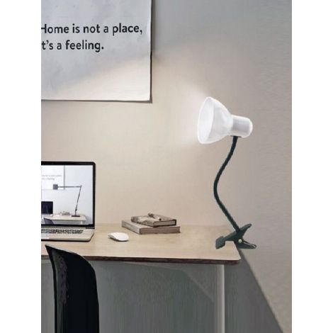 TrAdE Shop Traesio - Lampada Snodabile Da Scrivania Luce Tavolo Braccio Flessibile Orientabile Pinza - Bianco (1/2)