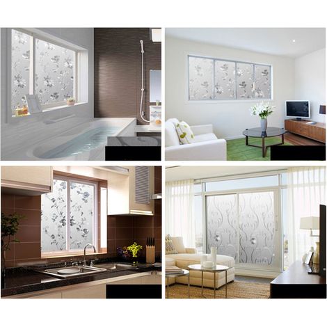 Transparenter 3D-Dekoraufkleber, Kieselsteinoptik, klebstofffrei, 45 x 200 cm, Kieselsteinoptik, für Bürofenster (1/5)