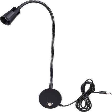 Lámpara de pared para lectura con cuello de cisne, 3 W, flexible y regulable, para mesita de noche o habitación de hotel – brazo articulado en tubo flexible, diseño elegante en forma de trompeta, colo
