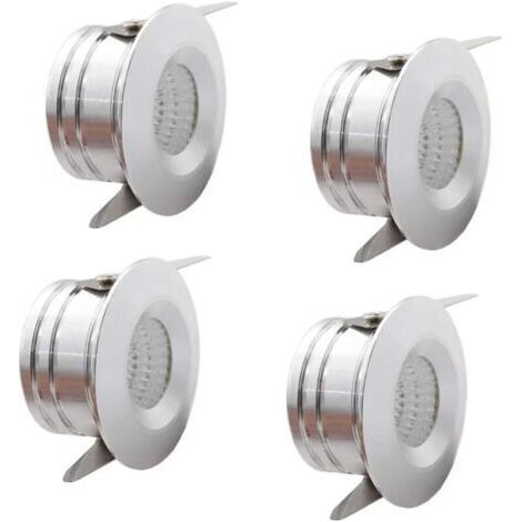 Lot de 4 mini spots encastrables à LED en aluminium avec lumière blanche chaude de 3 W - Mini spot encastrable - Plafonnier - Avec transformateur (1/4)
