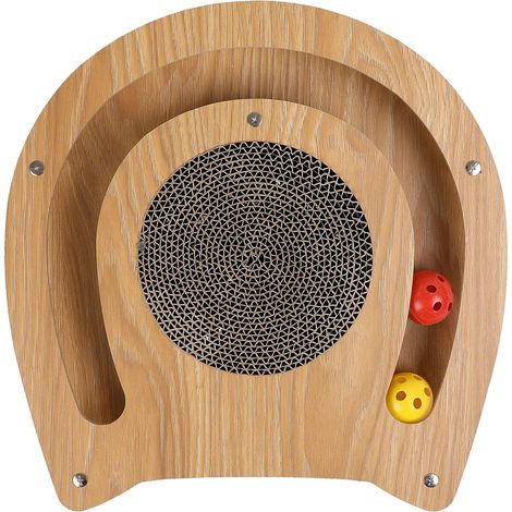 Aire de Jeux pour Chat Jouet Interactif pour Chat Griffoir en Carton Ondulé pour Chat Balles à Chasser pour Chat Aire de Jeux