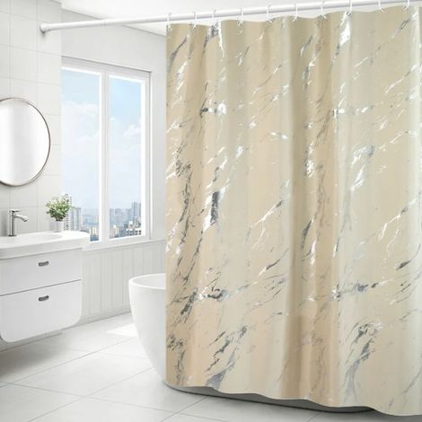 Rideau Douche Marbré Beige 180x180cm Polyester 12 Crochets (1/5)