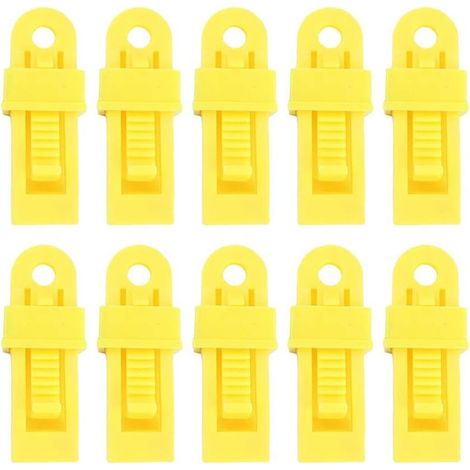 Lot de 10 clips coupe-vent multifonction à boucle en corde coupe-vent pour tente extérieure avec fixation en plastique (jaune) (1/5)