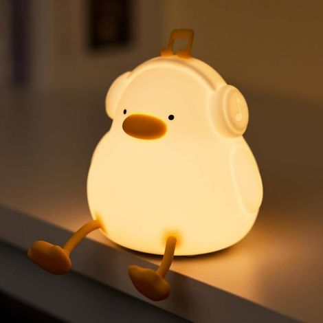 Lampe canard en silicone pour enfants RisingFF, veilleuse tactile à trois niveaux d'intensité réglable.
