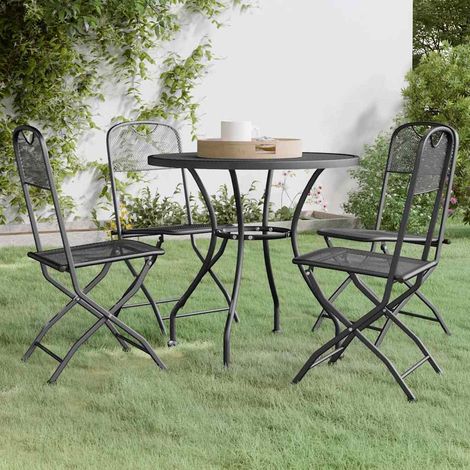 Ensemble Table et Chaise de Jardin 5 pcs - Mobilier à dîner de jardin Maille Métal Anthracite BV621772 - BonneVie (1/5)