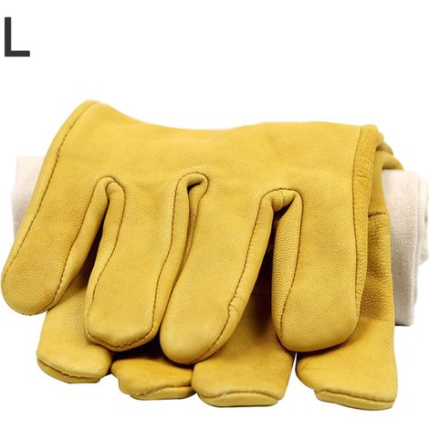 Gants d'Apiculture en Cuir de Mouton et Toile - Protection Longue Bras 40-50cm - Paire - Gants Souples Pouce Droit