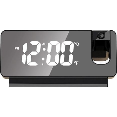 Réveil numérique à projection portable avec grand écran LED, affichage température et heure, projecteur orientable à 180°, alimentation USB, idéal chambre et chevet (1/5)