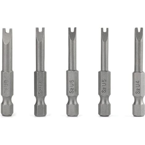 Embouts de tournevis en forme de U, pointes magnétiques en alliage d'acier S2, longueur 50 mm, tige hexagonale 1/4".