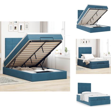 Cadre de lit ottoman avec matelas bleu foncé 120x200 cm velours - Lit Ottoman - Lits Ottomans - Cadre De Lit - Cadre De Lit Avec Rangement (1/5)