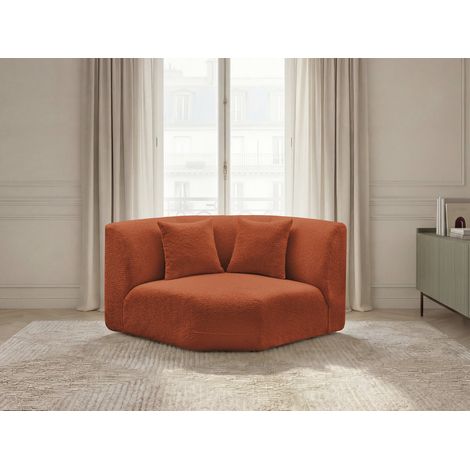 BOBOCHIC - Grand angle pour canapé modulable ANDA tissu chenille Orange (1/5)