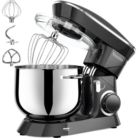 Multi-Function Kitchen Robot 8.5L 6 Speed Low Noise Mixer with Kneader Hook, Flat Beater, Wire Whisk (Black) (1/5)