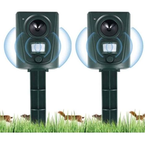 2023 2X Répulsif Chat Jardin à Ultrasons, Répulsif Chats avec Piquet au Sol Prévenir Les Chiens et Les Chats, Les Oiseaux, pour (1/5)