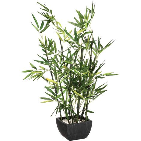 Atmosphera – Plante artificielle bambou zen 70 cm – Vert – Feuilles en polyester – Pot en pierre – Décoration intérieure sans entretien (1/6)