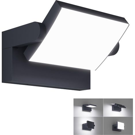Klighten 24W LED Outdoor Indoor Rotatable Wall Light, IP65 Waterproof Modern Wall Light, Adjustable Wall Light for Garden Staircase, Balcony, Anthracite, Cool White 6000K (1/5)
