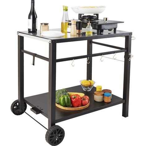 Mophorn Grillwagen für den Außenbereich, Grillwagen mit zwei Ablagen, mobiler Speisenzubereiter, Terrassenwagen (1/5)