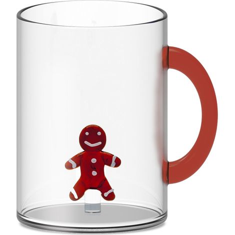 WD LifeStyle Tazza Vetro Borosilicato Cc 420 Ml Decoro Omino Pan di Zenzero Natale (1/5)