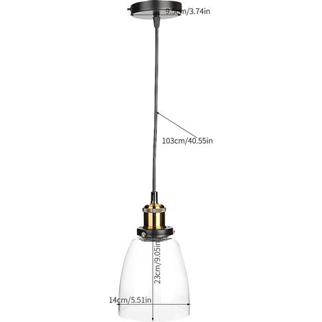 Suspension industrielle – abat-jour verre – style vintage – chambre / salon / salle à manger – E27 – type C