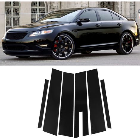 Ensemble de 6 autocollants de montant de fenêtre en polycarbonate noir brillant, style 4D, finition miroir, pour Ford Taurus 2010-2019 (1/5)