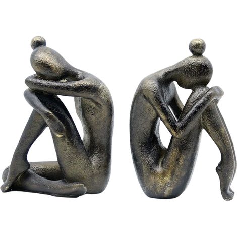 Serre-Livres - Résine - Finition Bronze - Design Abstrait Féminin - Pour Bureau Salon Étude - Lot De 2 (1/5)