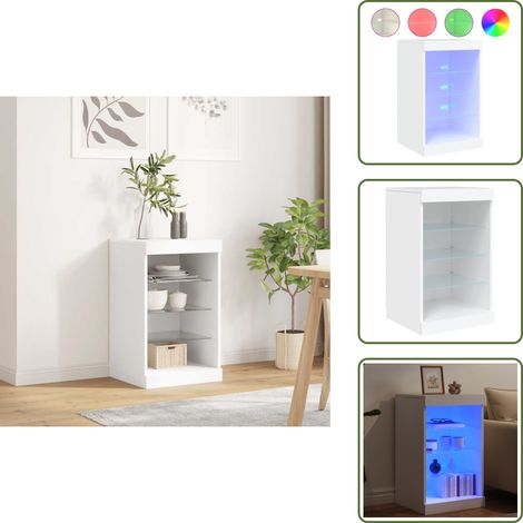 The Living Store Sideboard mit LED-Leuchten Weiß 41x37x67 cm - Schreibtisch - Wohnzimmermöbel - Sideboard - Regal - TV Stand