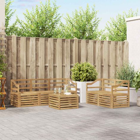 Teenpull – Outdoor-Sofagarnitur 6 Stk. Weiß Massivholz Akazie (1/5)