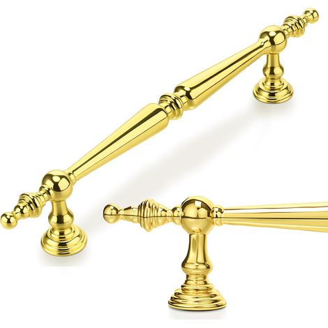 Lot de 1 poignée de meuble dorée – Entraxe 5" (128 mm) – Style vintage – Poignée de tiroir et de placard pour cuisine, salle de bain et commode (1/5)