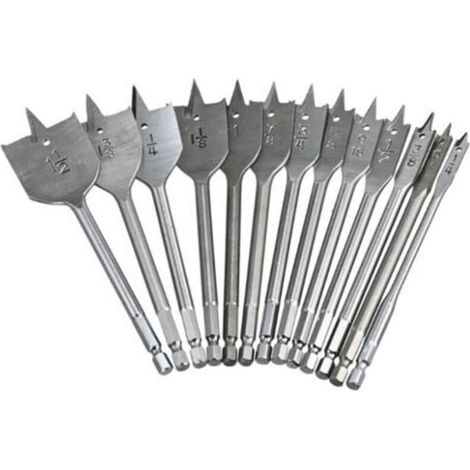 13pcs Flat Drill Bit Set - Flat Bits for Woodworking with Storage Box (1/5)