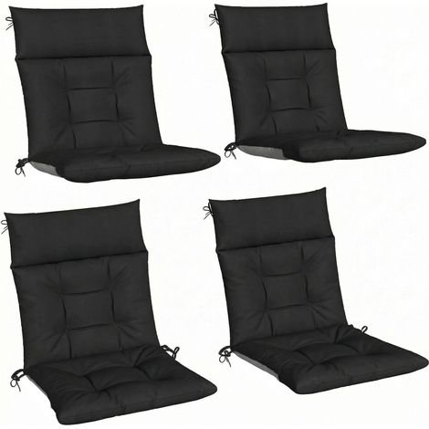 Lounge Chair Cushions, Set of 4, 111.5 x 53 x 10 cm, Black (1/5)