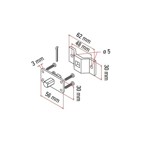 Kit staffa fori passanti e perno quadro 10 mm tm45 132307